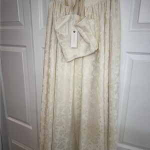 Anthropologie Embroidered Maxi Skirt Set in Cream